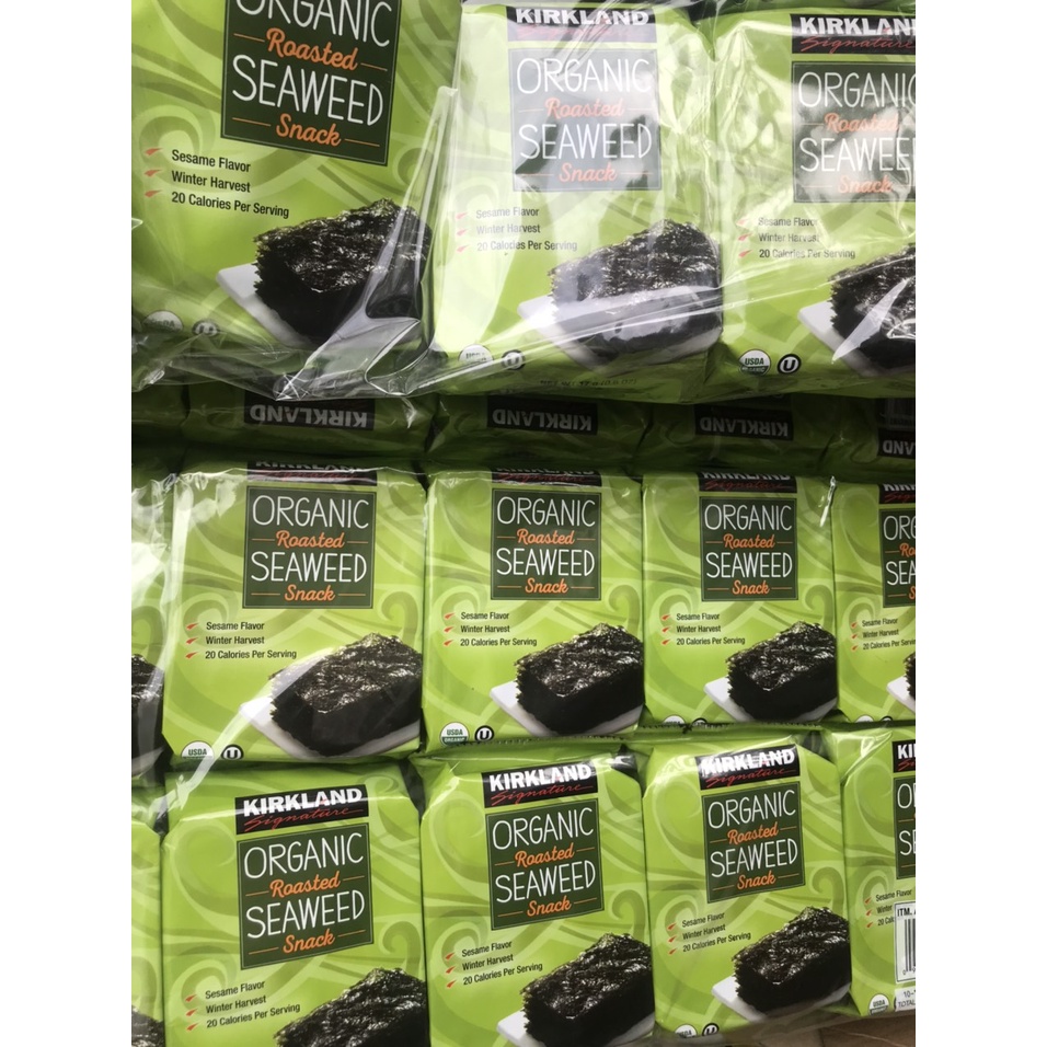 RONG BIỂN ĂN LIỀN HỮU CƠ KIRKLAND ORGANIC SEAWEED SNACK CHUẨN MỸ 10 gói - 17 GRAM - DATE 5/2022