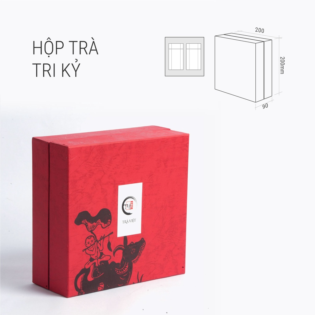 TRÀ VIỆT Hộp Quà Tết Tri Kỷ Giấy Gân Nổi Mỹ Thuật Cao Cấp