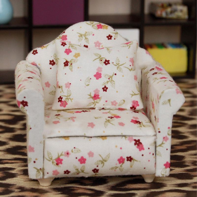 Ghế Sofa Đơn Mini Tỉ Lệ 1 / 12 Trang Trí Phòng Khách Nhà Búp Bê