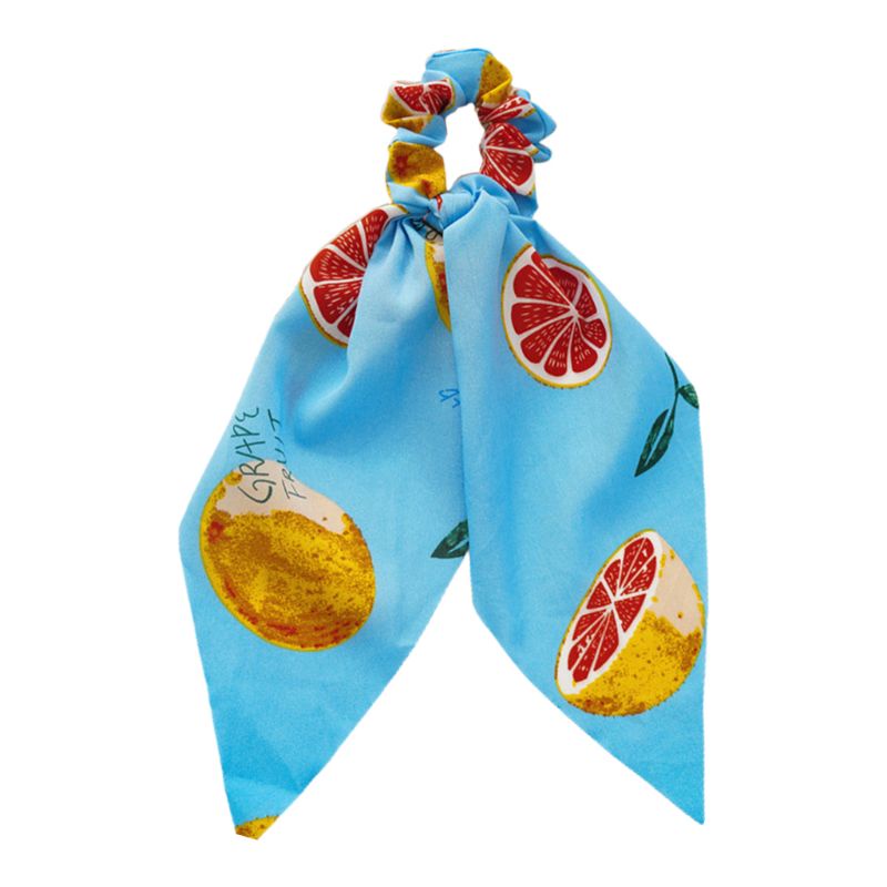 Dây Cột Tóc Ruy Băng Co Giãn Màu Kẹo Ngọt In Hình Quả Bưởi Dễ Thương Cho Nữ