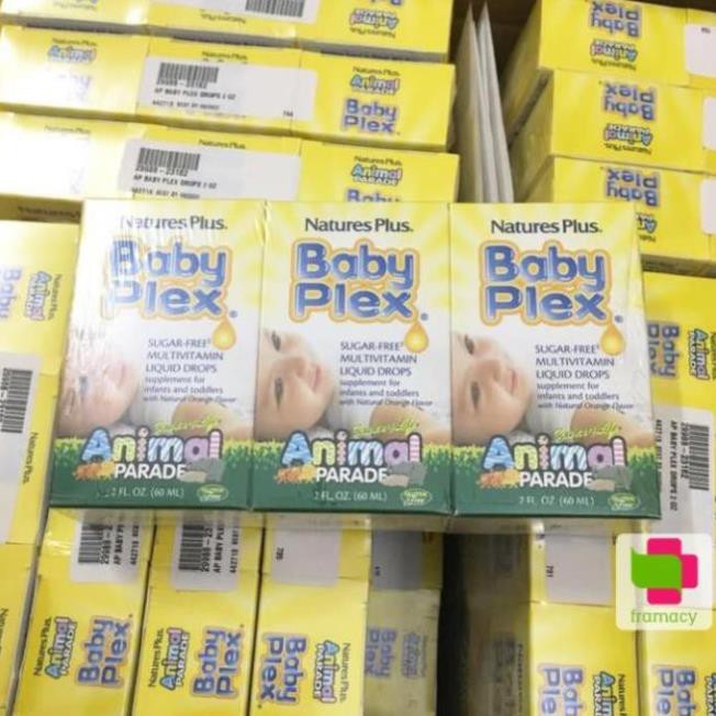 Vitamin tổng hợp Natures Plus Baby Plex Animal Parade, USA (60ml) bổ sung vitamin cho bé từ 0 đến 4 tuổi