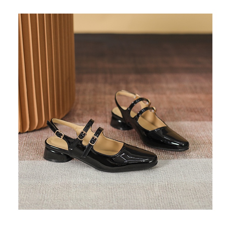 Xăng Đan Cao Gót Mũi Vuông Cài Khóa Kiểu Retro Pháp Cá Tính