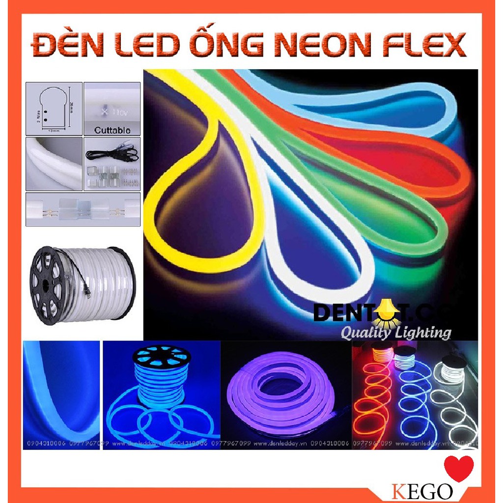 Set dây đèn LED dẻo Neon 220V, nguồn led 220v dùng trang trí nhà cửa, biển quảng cáo, logo