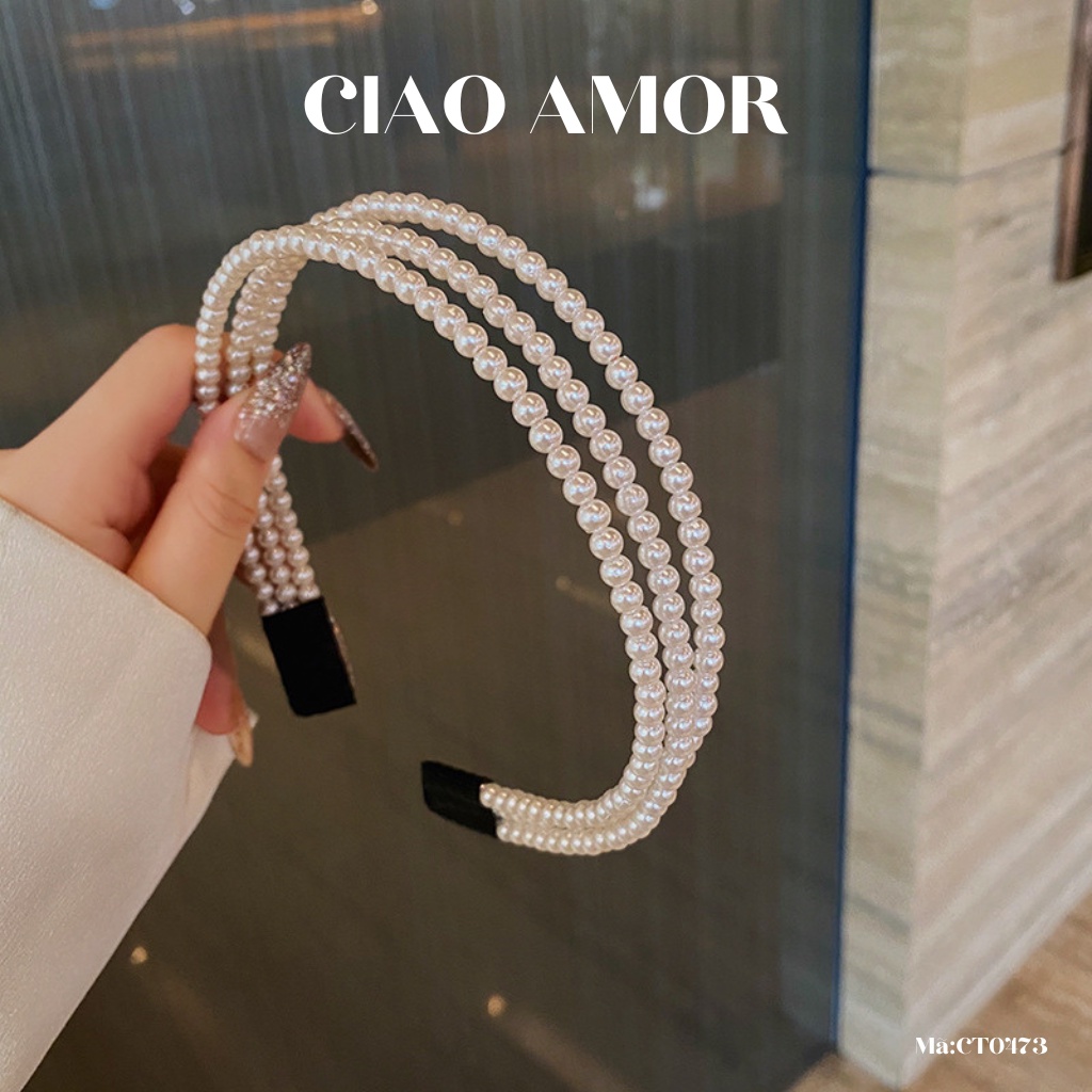 Cài tóc nữ ngọc 3 lớp basic đơn giản thanh lịch vintage Phụ kiện tóc Ciao Amor - CT0473