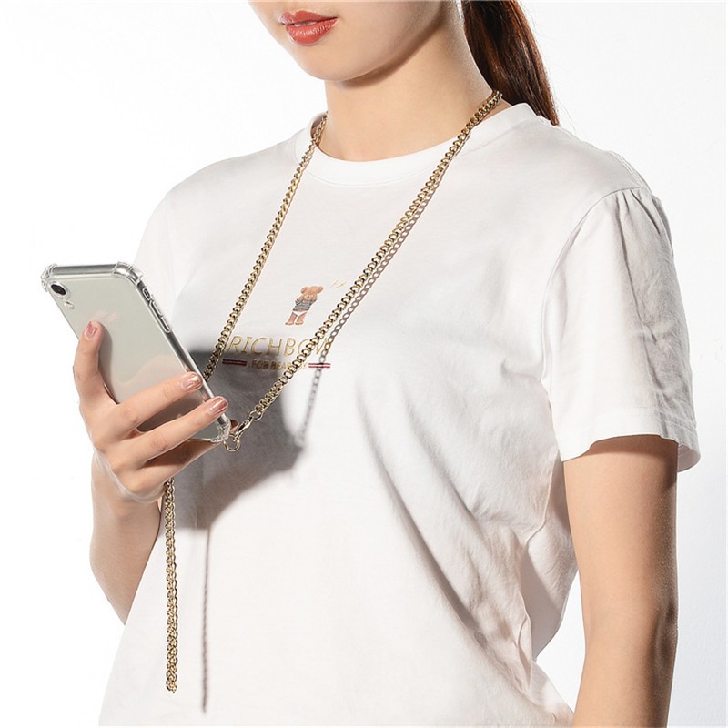 Ốp điện thoại mềm trong suốt chống sốc có dây đeo cho iPhone 13 12 11 Pro Max XS XR SE2 i7 i8 Plus