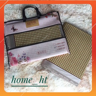Chiếu Điều Hòa Cao Cấp - chiếu mây tre đan lót lụa, Tặng kèm 2 vỏ gối mây tre đan ( ẢNH THẬT )