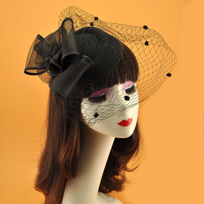 Mũ Lưới Thắt Nơ Phối Mạng Che Mặt Dùng Chụp Ảnh Tiệc Cưới