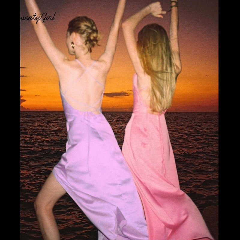 Đầm Maxi Hai Dây Màu Trơn Thời Trang 2022 Quyến Rũ Cho Nữ