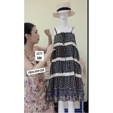 Đầm 2 dây babydoll phối hoạ tiết. S277