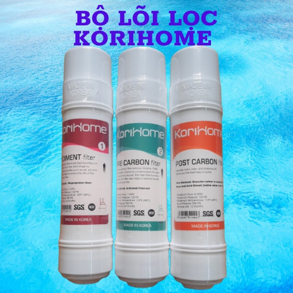BỘ 9 LÕI LỌC KORIHOME GỒM:2 LÕI SEDIMENT,1 LÕI PRE CARBON,1POST CARBON,1 RO,1 NANO,1 HYDROGEN,1 MINERAL.INFRARED