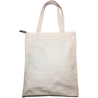 Túi vải bố trắng ngà trơn, có khóa kéo (TV-MK02)