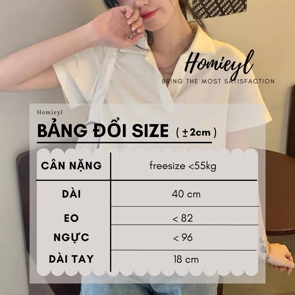 Áo croptop nữ cổ polo V dáng vừa tay ngắn Homieyl cao cấp màu đen trắng đi chơi, đi làm