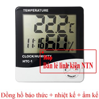 Máy đo nhiệt độ độ ẩm kiêm đồng hồ báo thức HTC-1