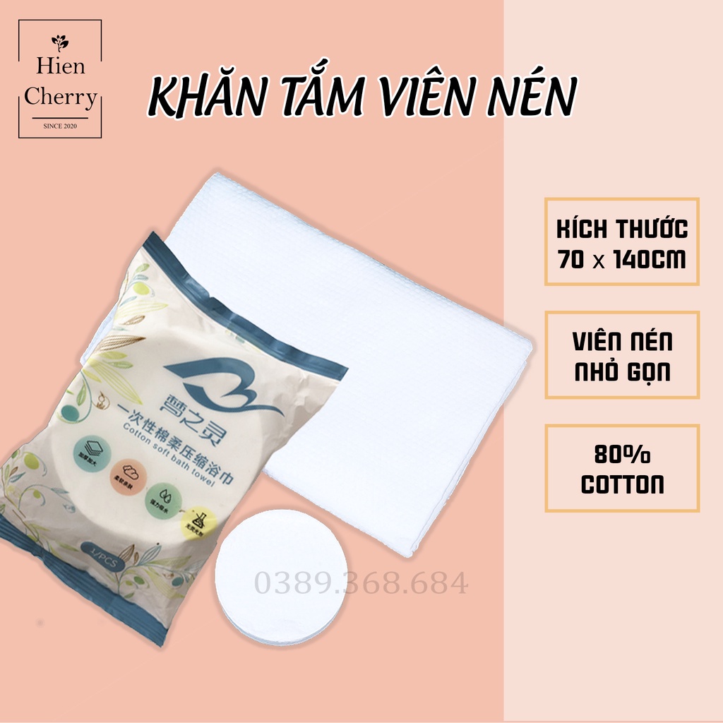 Khăn tắm viên nén dùng 1 lần nhỏ gọn, tiện lợi, đảm bảo vệ sinh, an toàn, kích thước 70 x 140cm