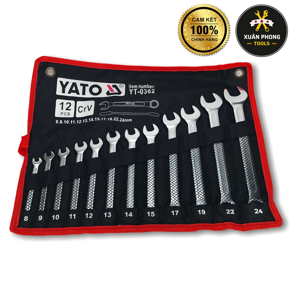 Bộ 12 cái cờ lê vòng miệng 8-24 YATO YT-0362 [xuân Phong tools]