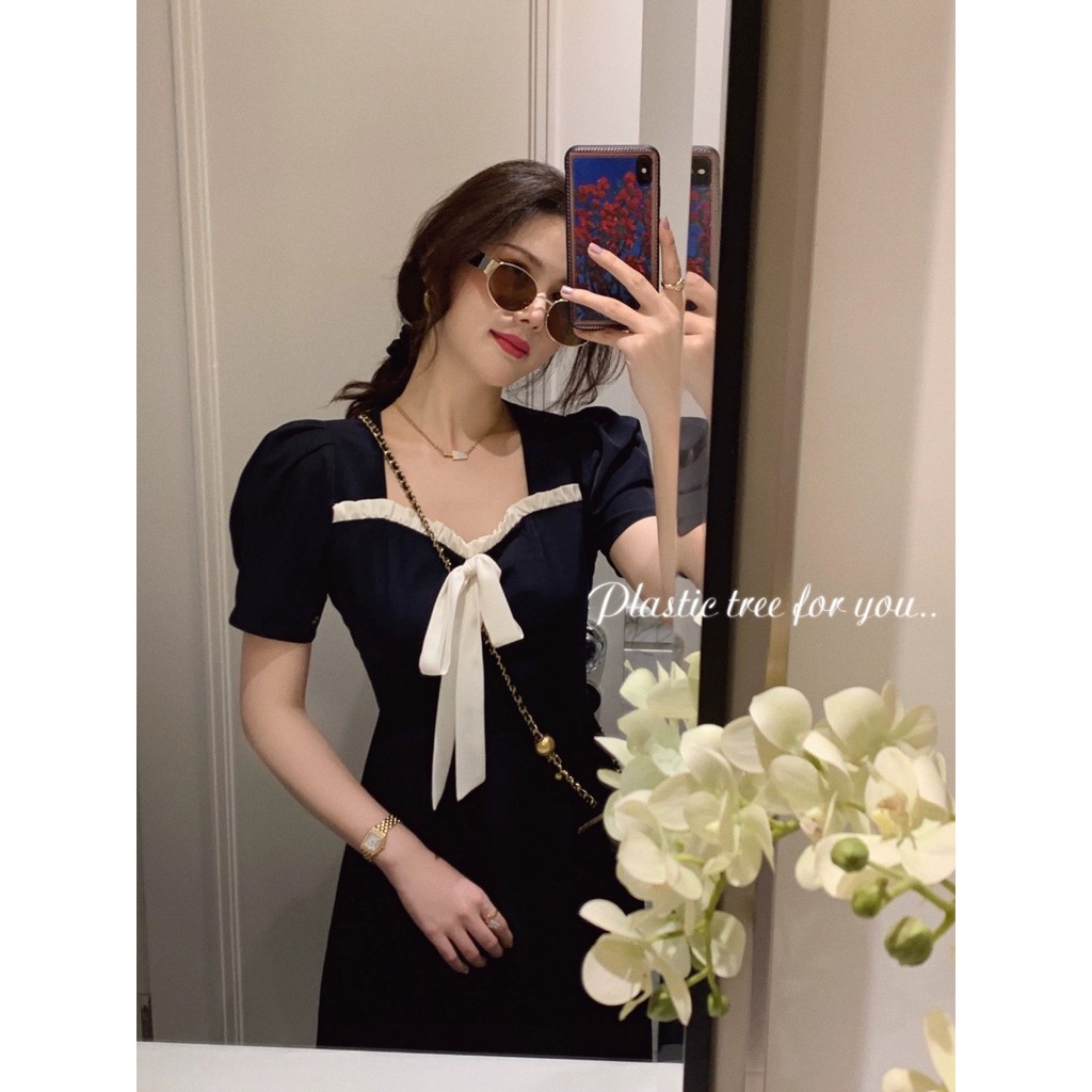 Đầm Nữ Umi Phối Voan Kiếng Cột Nơ Cổ Trẻ Trung Phong Cách | BigBuy360 - bigbuy360.vn