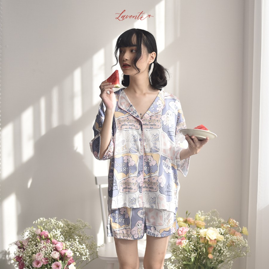 Bộ Ngủ Đáng Yêu Lavonte [MUA 1 TẶNG 1 - Hàng Thiết Kế] Chất liệu Lụa Satin Cao Cấp. | BigBuy360 - bigbuy360.vn