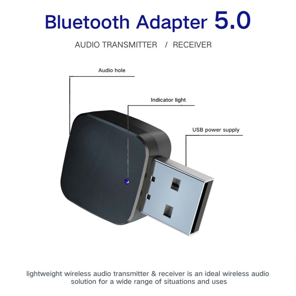 Đầu nhận và truyền tín hiệu âm thanh Bluetooth 5.0 2 trong 1 thiết kế không dây dành cho ô tô