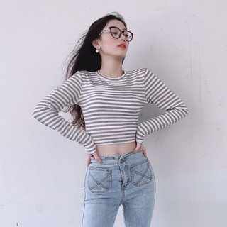 Áo Croptop Tay Dài Chất Thun Lụa dáng ôm thời trang MS:Z01