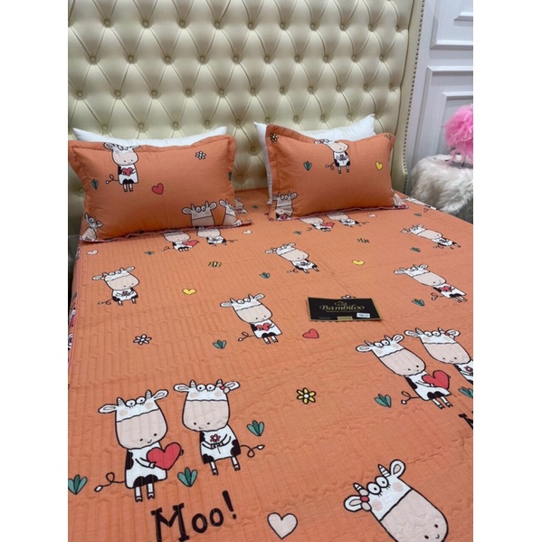 Bộ ga gối trần bông BAMBILOO cotton nhật