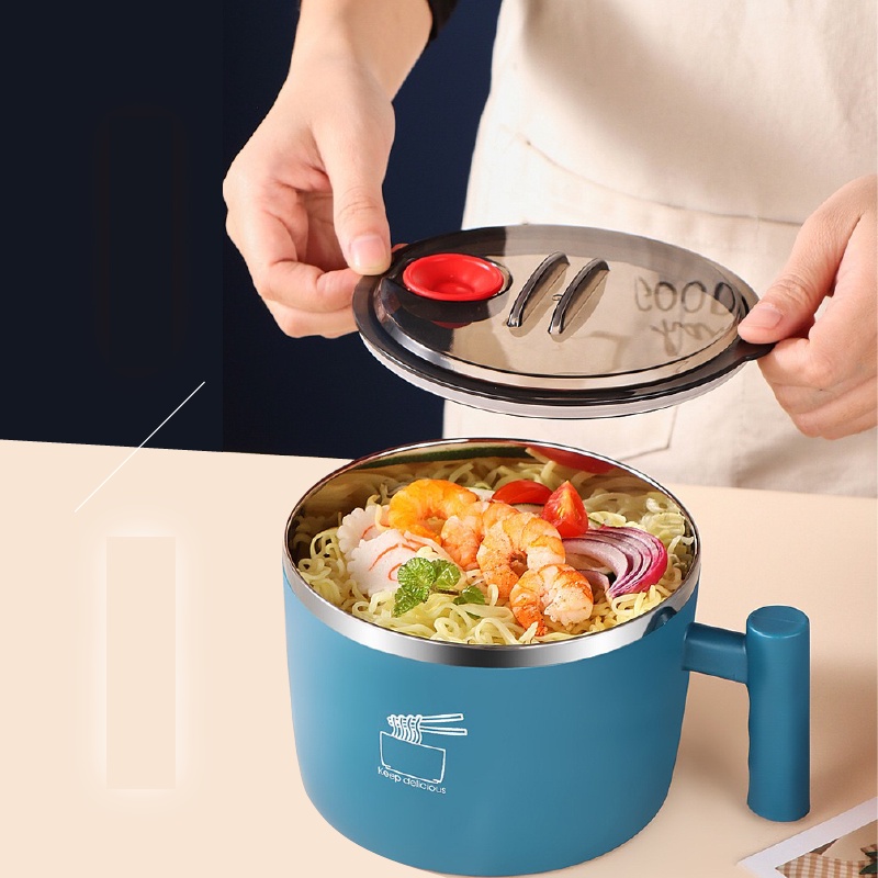 TÔ ĂN, NẤU MÌ HÌNH CON VỊT, TAI THỎ CÓ NẮP ĐẬY - INOX 304 CÓ LỖ THOÁT NƯỚC