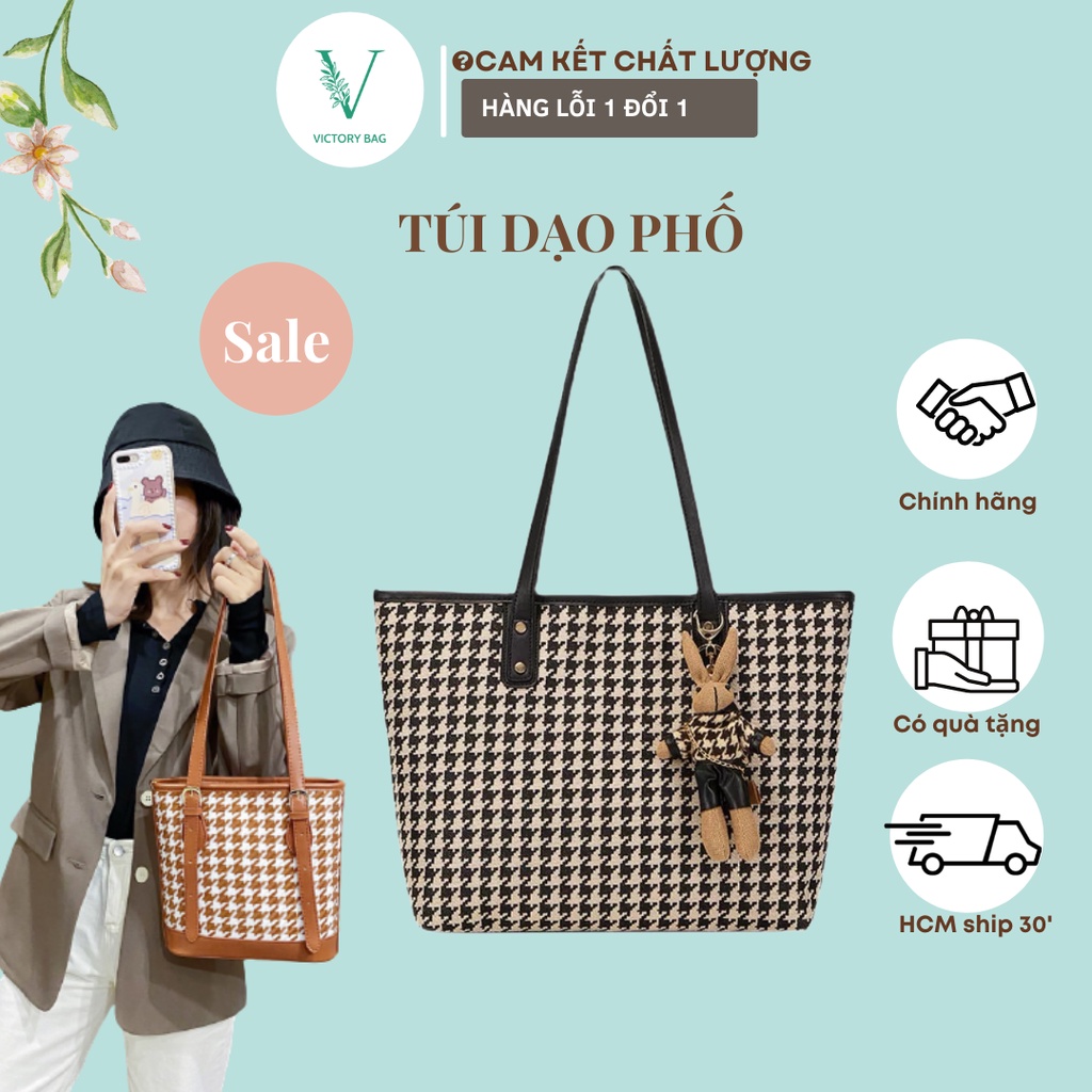 Túi Tote vải, túi xách nữ kẹp nách đeo chéo thời trang công sở Retro Cho Nữ  SKU: 081 - VICTORY BAG STORE