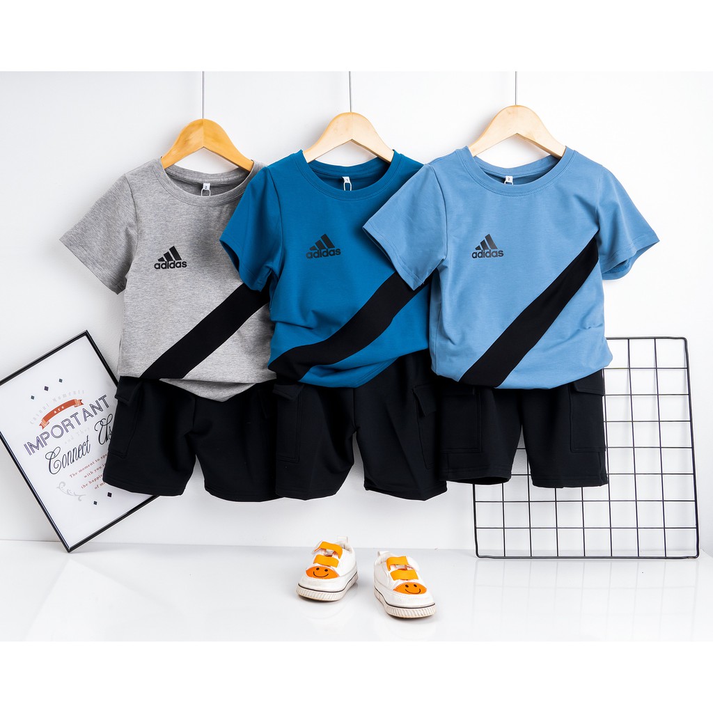 Bộ quần áo trẻ em ngắn thể thao năng động cho các bé từ 11-22kg - SETE04