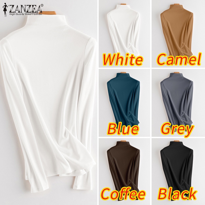 Zanzea Áo Thun Nữ Tay Dài Cổ Lọ Phong Cách Hàn Quốc