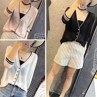 Áo khoác len mỏng cardigan dệt kim tay lỡ dành cho nữ