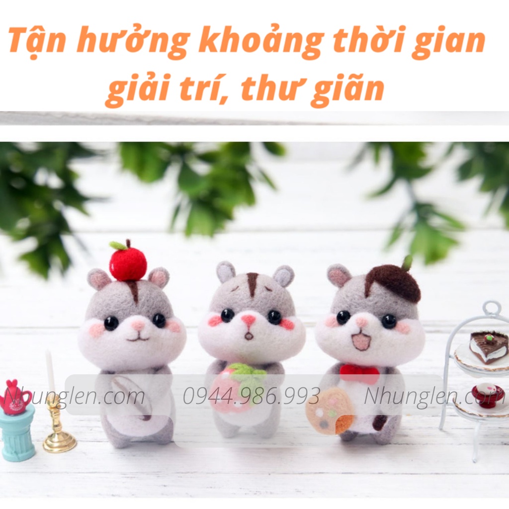 [Có hướng dẫn] Bộ len chọc Tiểu Đoàn Chuột Hamster dành cho người bắt đầu có hướng dẫn - Needle Felting Hamster