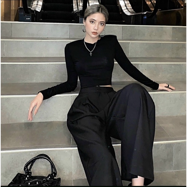 ÁO THUN CROPTOP TAY DÀI XỎ NGÓN NHIỀU MÀU MS11543 (G2- 1)