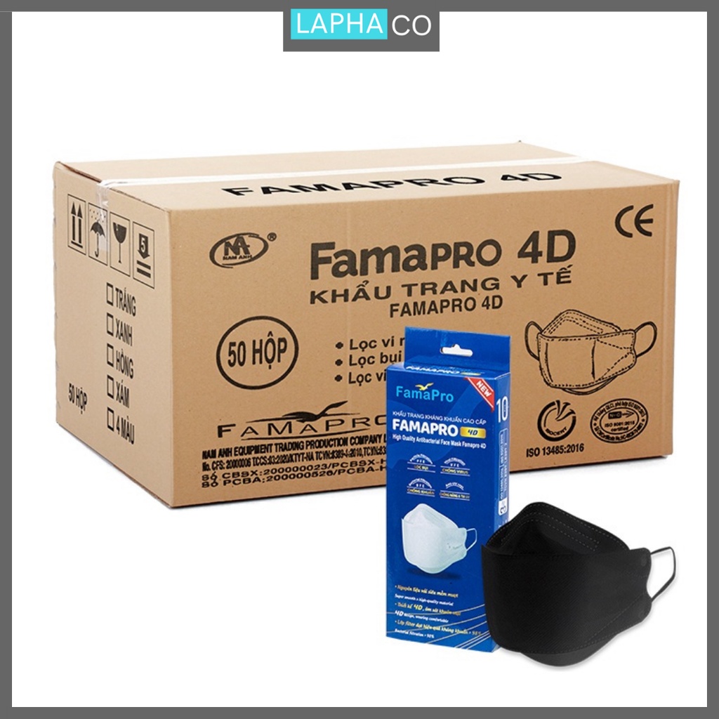 Khẩu trang y tế cao cấp kháng khuẩn 3 lớp Famapro 4D 10 cái/hộp