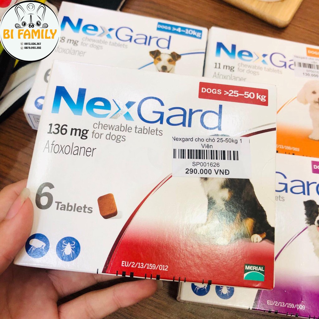 NEXGARD từ 2 – 4 kg, 4 -10 kg. NextGard  dành cho Chó có trọng lượng từ 2 đến 50 Kkg