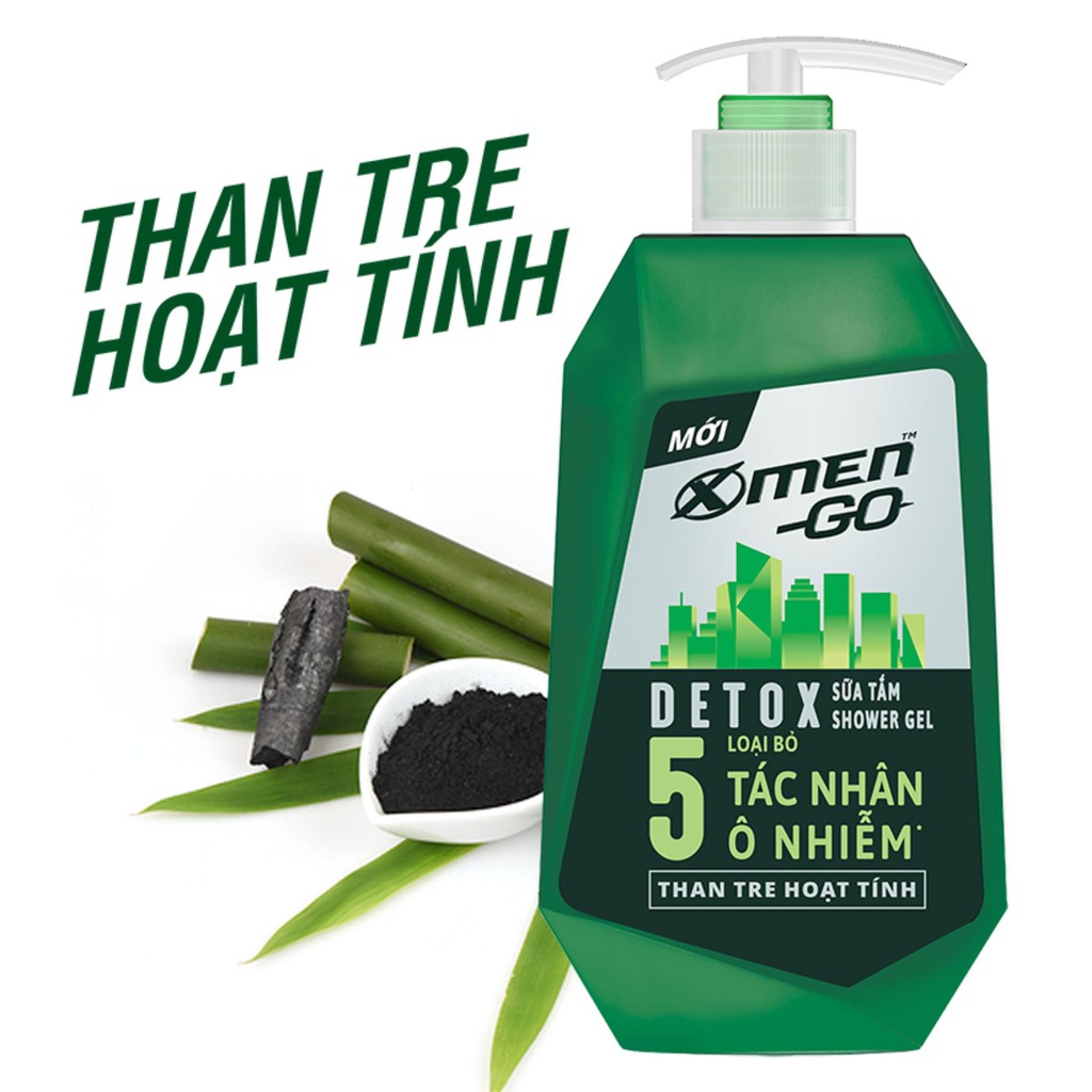 Sữa Tắm Xmen Go Detox Than Tre Hoạt Tính (630g)