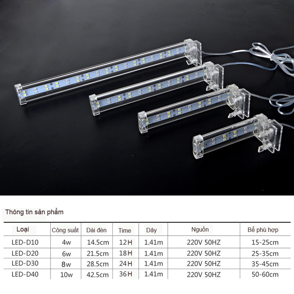 Đèn led bể cá Bonetar Led 20D, 30D, 40D 2 ánh sáng trắng xanh, siêu bền, tiết kiệm điện