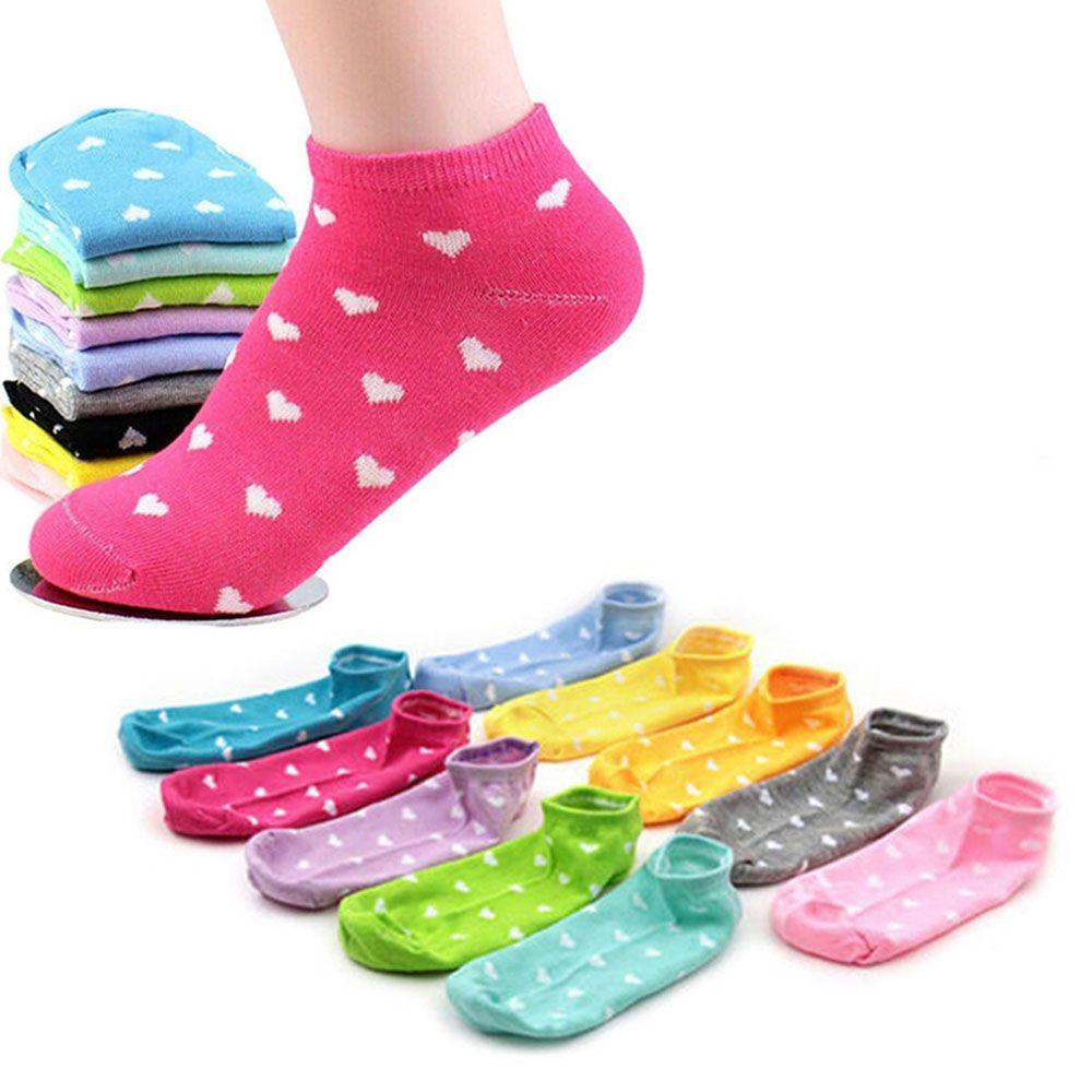 QQMALL Set 5 Đôi Tất Thể Thao Cổ Thuyền Màu Kẹo Ngọt Mới Cho Nữ