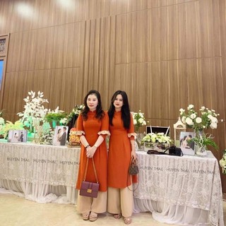 Áo dài cách tân trơn lua my tay kiểu kèm quần co giãn cổ cao tay lỡ ÁO DÀI BẢO HIẾU.