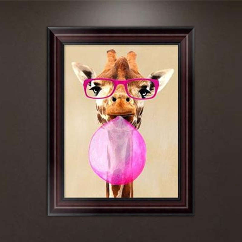 Tranh Thêu Trang Trí Thủ Công 5D Hình Hươu Cao Cổ (Mũi Thêu Hình X)