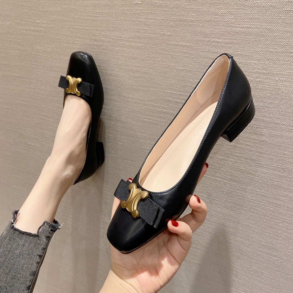 Giày Cao Gót Mũi Vuông Đế Dày Thanh Lịch Hợp Thời Trang Cho Nữ