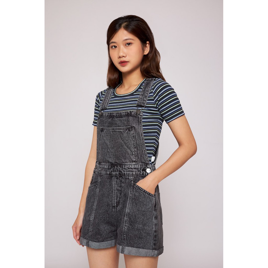 [Mã WABRHI5 giảm 15% đơn 599K] Quần short nữ phối yếm BOO chất denim phối xắn gấu cá tính