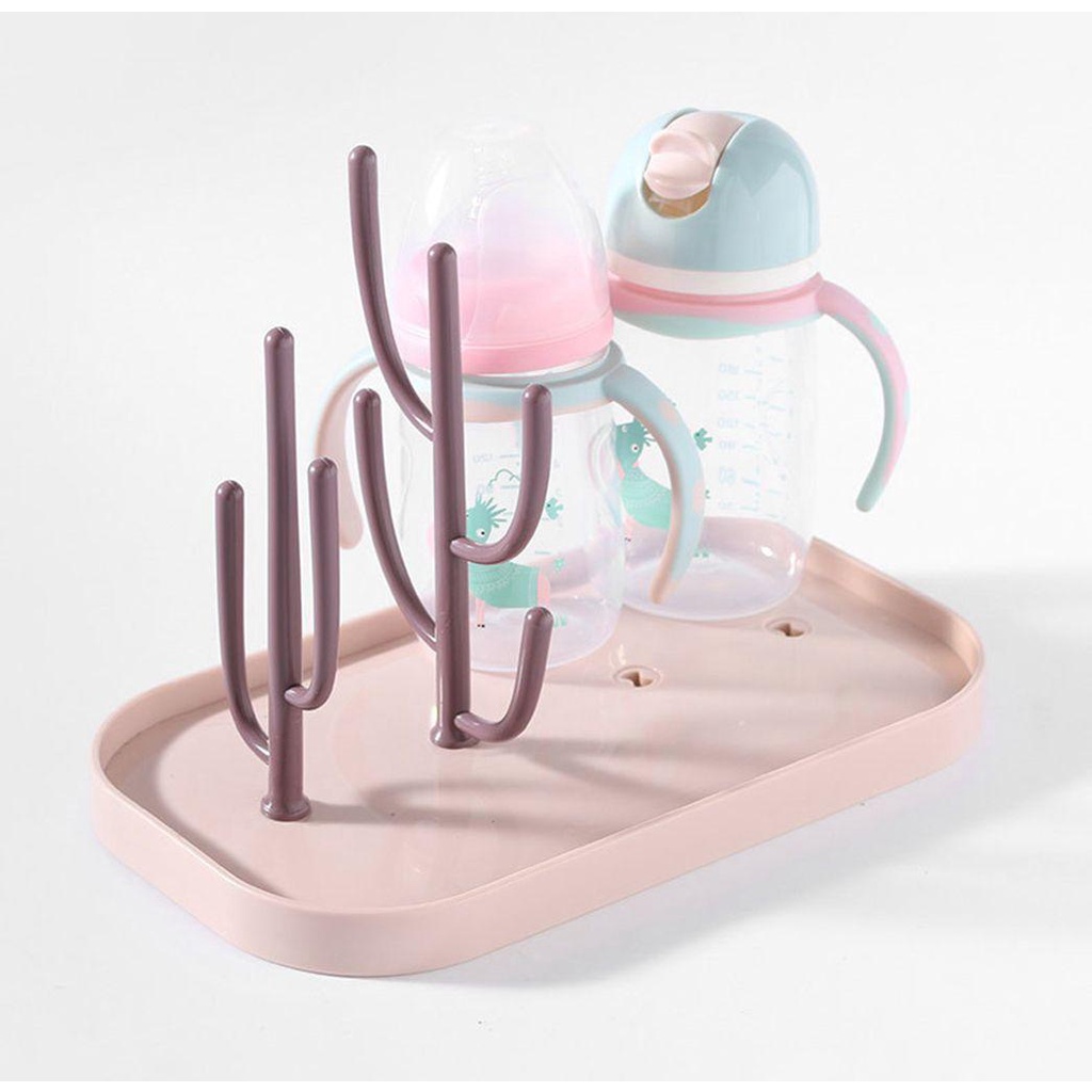 Giá Đỡ Bình Sữa Em Bé Bằng PP Hình Cây Xương Rồng Kèm 4 Giá Đỡ Có Thể Tháo Rời