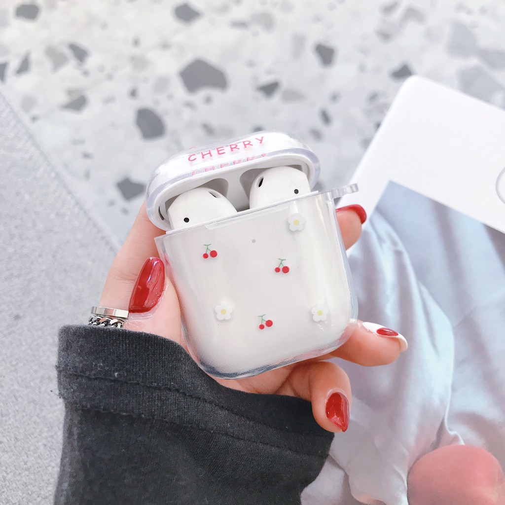 Vỏ Bảo Vệ Hộp Sạc Tai Nghe Bluetooth Airpods Bằng Tpu Trong Suốt Họa Tiết Cherry Ốp