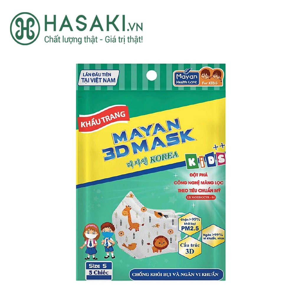 Khẩu Trang Mayan 3D Pm2.5 Kids++ 5 Cái (Màu Ngẫu Nhiên)