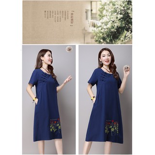 ĐẦM JEAN NỮ CỔ PHỐI NÚT