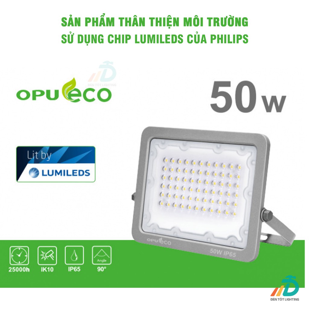 Đèn Pha Led Ngoài Trời Siêu Sáng OPU Eco 50W - Đèn Pha Chip Led Philips, Chống Nước, Siêu Tiết Kiệm Điện