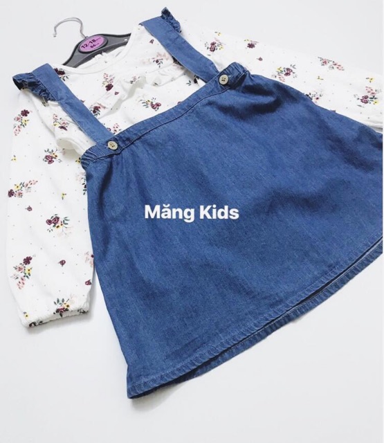 Sét Váy Yếm Hoa Nhí Jean Xanh Primark