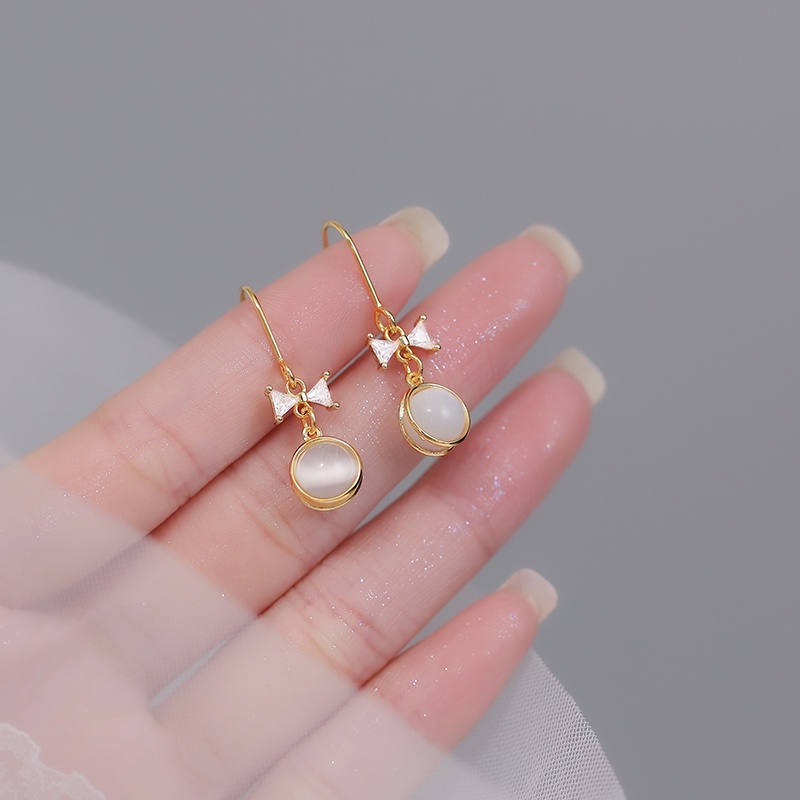 Đôi Khuyên Tai Dài Đính Đá Opan Thời Trang Thu Đông Hàn Quốc Cho Nữ