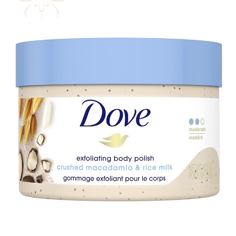 Tẩy tế bào chết body DOVE Exfoliating Body Polish BẢN MỸ làm sạch lỗ chân lông, dưỡng ẩm, chống lão hóa và làm trắng da