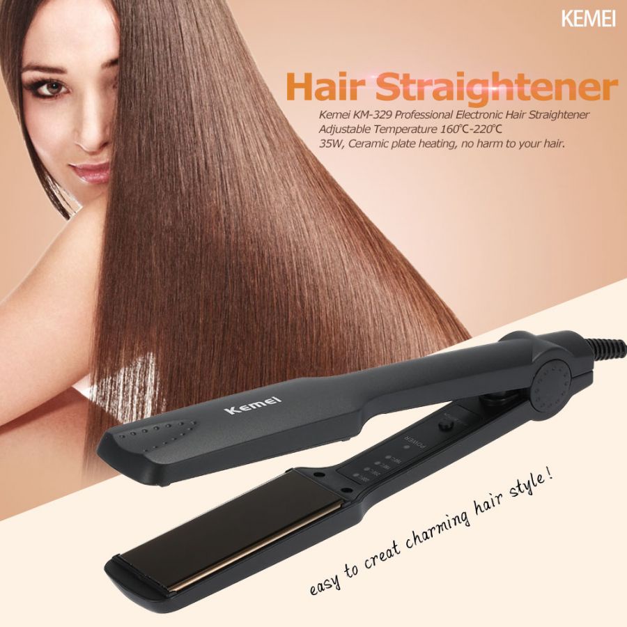 Máy là tóc bản to kemei KM329 có mức chỉnh nhiệt