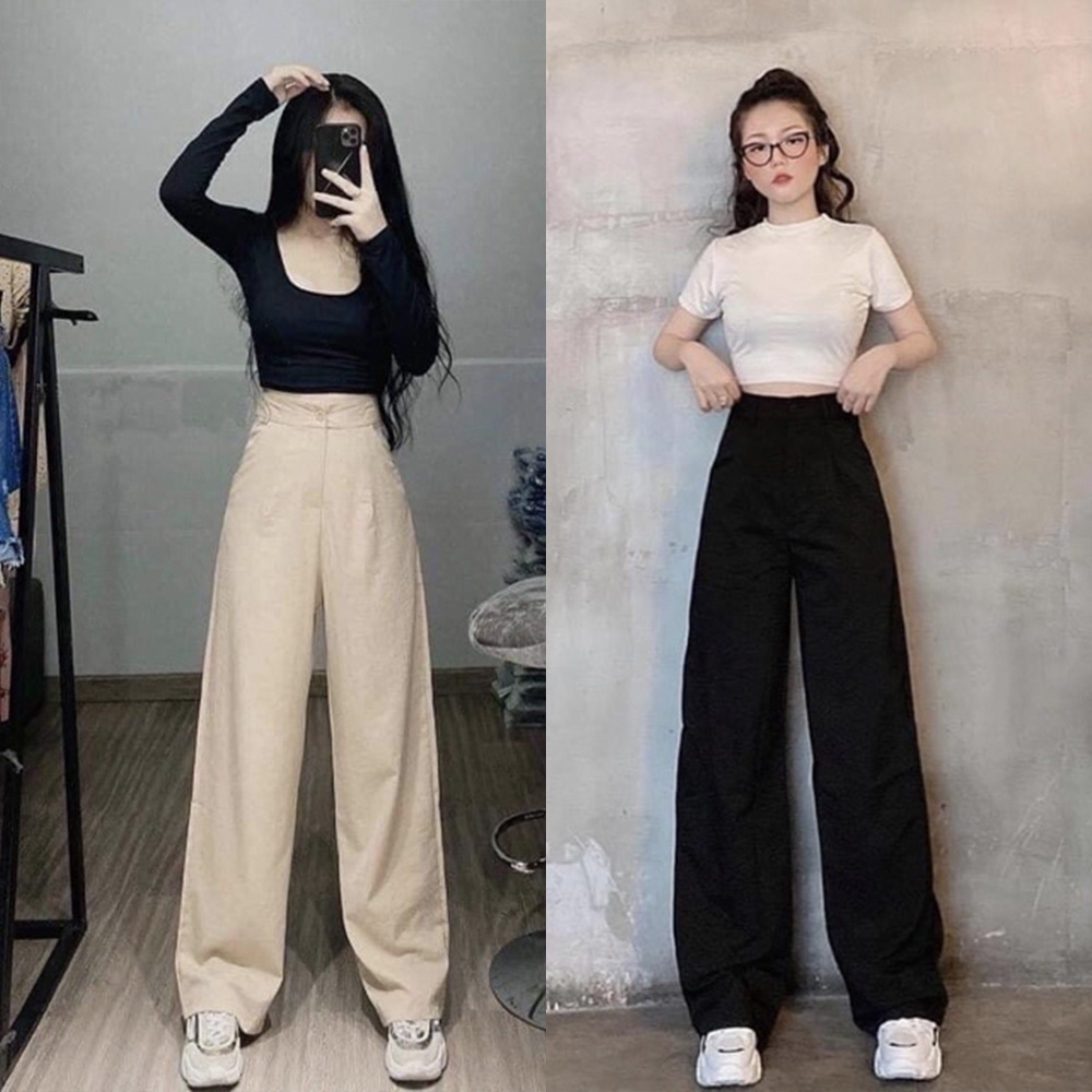Quần Ống Rộng Đũi Cạp Cao Rosa
